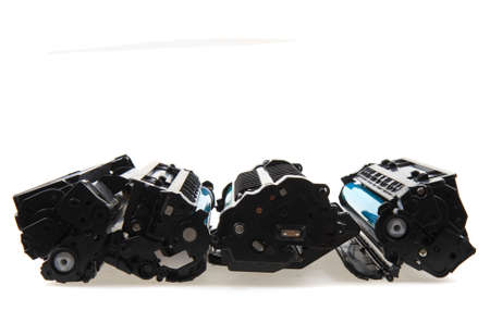 empty laser toners isolated on the white backgroundの写真素材