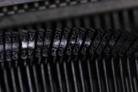 details of letters in old typing machineの写真素材