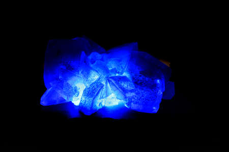 blue vitriol mineral isolated on the black background