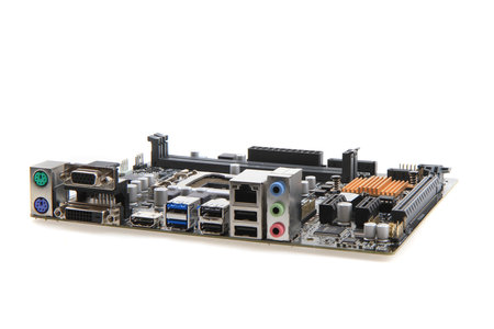new modern motherboard isolated on the white background