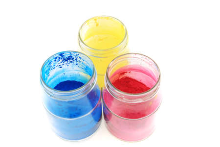 cyan, magenta and yellow colors in glass isolated