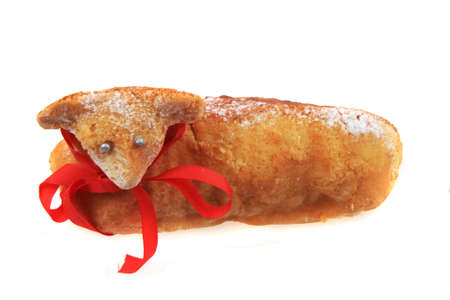 traditional czech easter lamb bread isolated on the white background