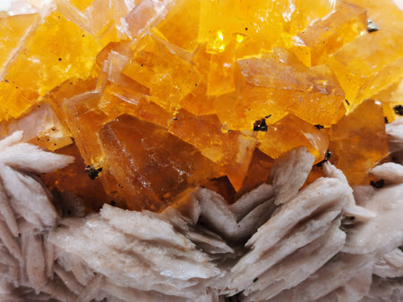 yellow fluorite mineral texture as natural backgroundの写真素材