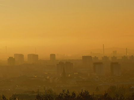pollution in Ostrava City in the Czech Republic as a big problemの写真素材