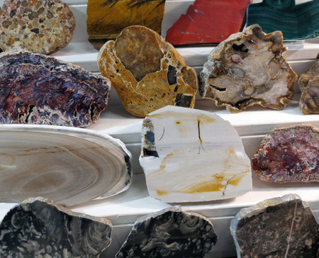 agate mineral collection as nice natural backgroundの写真素材