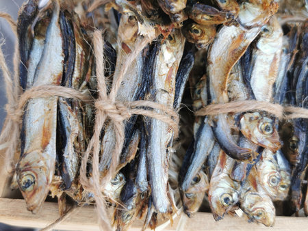 dried fish as very nice natural backgroundの写真素材