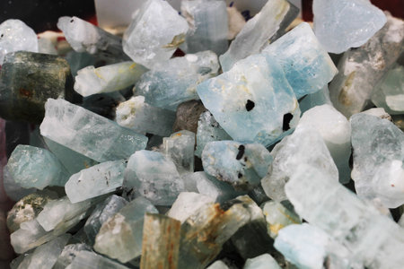 aquamarine mineral crystal as very nice natural backgroundの写真素材