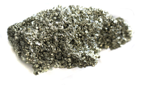 pyrite mineral isolated on the white background