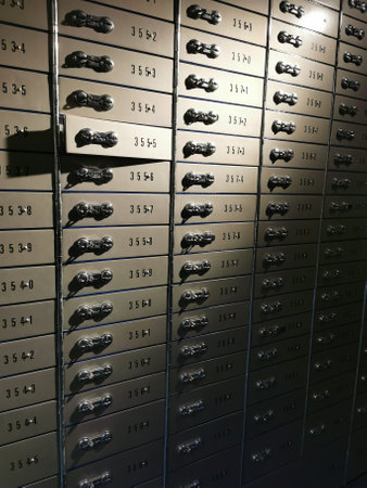 old safe deposit boxes in the bank as very nice background