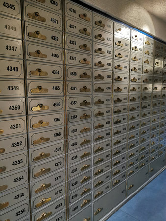 old safe deposit boxes in the bank as very nice background