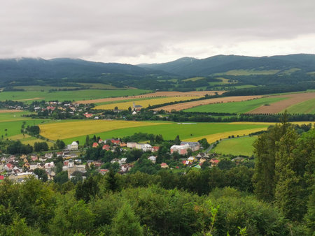 color Czech country view from Jeseniky mountainsの写真素材