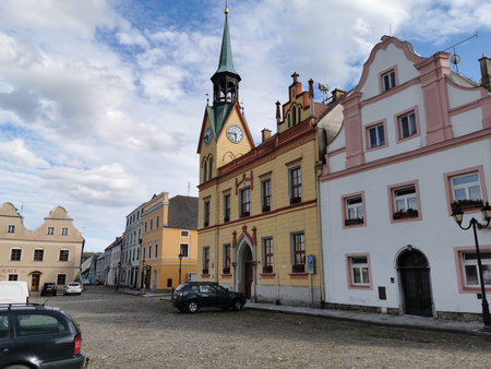 old Vidnava city town hall in the Czech Republic in the morningの写真素材