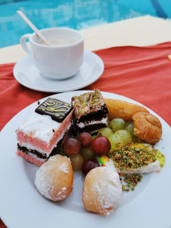 Egyptian delicious desserts as nice gourmet backgroundの写真素材