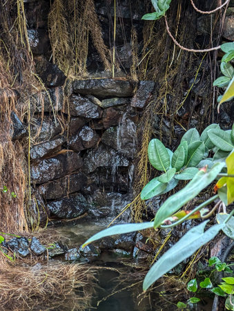 small outdoor waterfall as very nice natural backgroundの写真素材