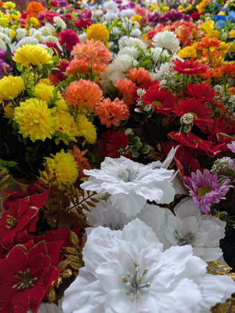 plastic flowers texture as nice color background