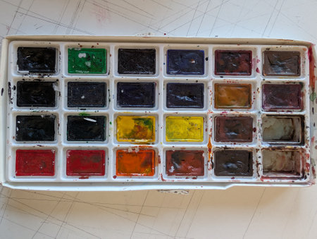 watercolor palette texture as very nice backgroundの写真素材