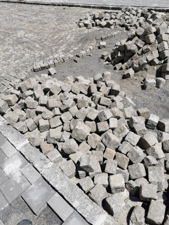 building stone road as nice technology backgroundの写真素材