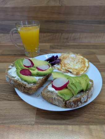 fresh and healthy avocado sandwich as very nice food backgroundの写真素材
