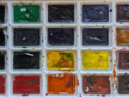 watercolor palette texture as very nice backgroundの写真素材