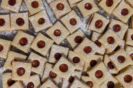 fresh shortcrust pastry as very nice backgroundの写真素材