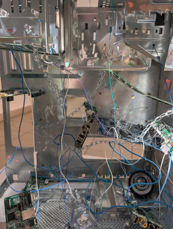 old computer interior after game as modern science backgroundの写真素材