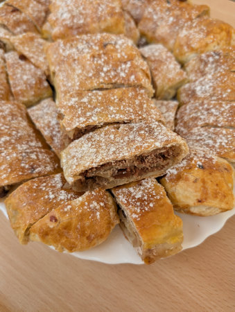 traditional Czech apple strudel as typical European foodの写真素材
