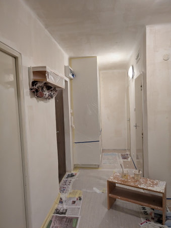 painting interior of my home with white colorの写真素材
