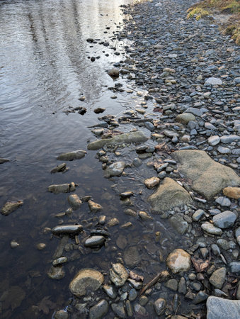 rocks in the river and natural landscapeの写真素材