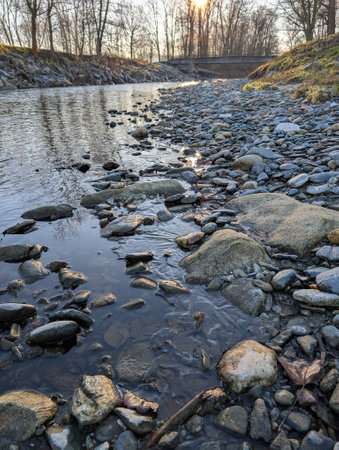 nice rocks in the river and nice natural landscape