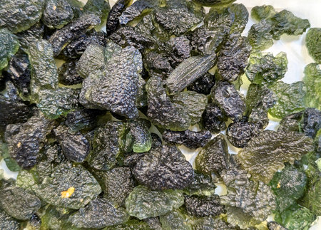 moldavite mineral collection as nice natural backgroundの写真素材