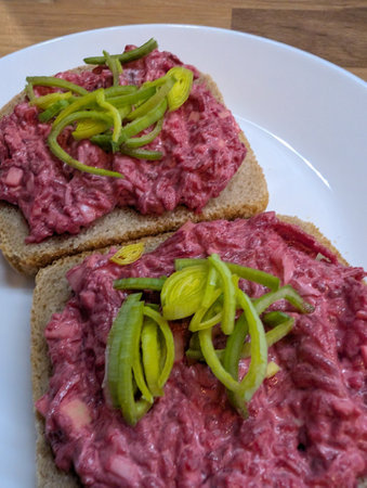 delicious beet-root sandwich as nice food backgroundの写真素材