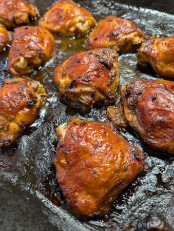grilled chicken legs as very nice food backgroundの写真素材