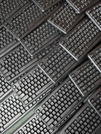 many black keyboards as very technological nice backgroundの写真素材