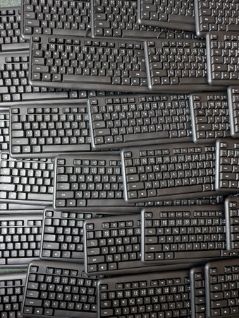 many black keyboards as very technological nice backgroundの写真素材