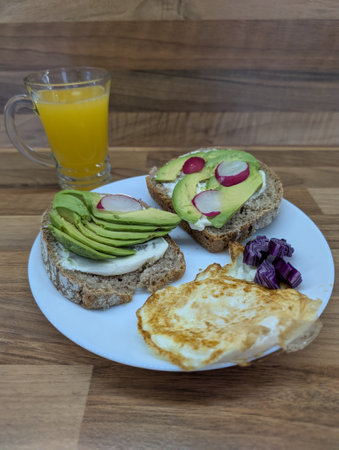 fresh and healthy avocado sandwich as very nice food backgroundの写真素材