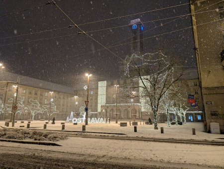 winter Ostrava city Christmas in the Decemberの写真素材