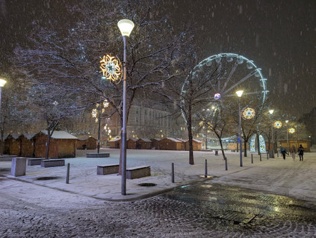 Ostrava city Christmas at Masaryk Square in the Decemberの写真素材