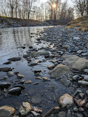 nice rocks in the river and nice natural landscapeの写真素材