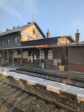 Mikulovice train station as old architecture buildingの写真素材