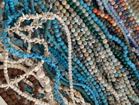 natural gems necklace collection as very nice backgroundの写真素材