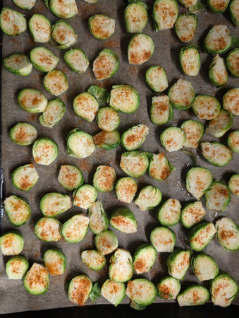 baked Brussels sprouts as very nice food backgroundの写真素材