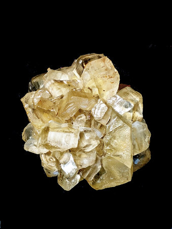 gypsum mineral crystal isolated on the black backgroundの写真素材
