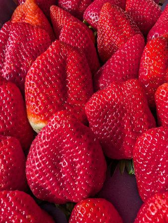 fresh strawberries texture as nice fruit backgroundの写真素材
