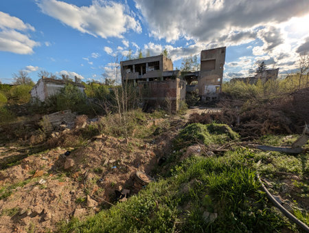 old damaged factory in czech republic as very sad placeの写真素材