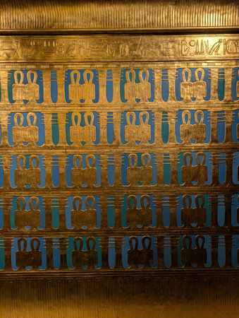 golden egyptian hieroglyphics as nice history textureの写真素材