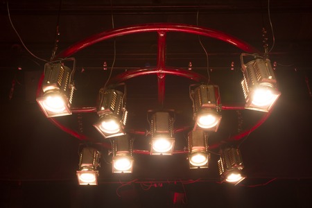 Spotlight hanging from the ceiling. Workの写真素材