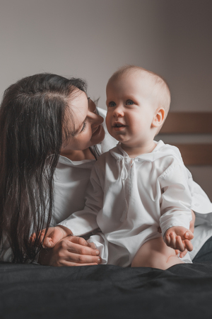 Mom with her son. Happy family life.の写真素材