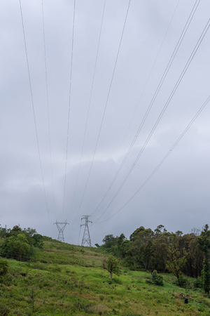 Cross-country power lines outside Nelspruit, South Africa.の写真素材