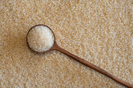 Brown sugar, considered my many to be a healthier alternative to white sugar, gets it rich dark golden colour from molasses.の写真素材