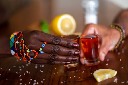 Break out the shot glasses, salt and lemon, barman, it's shooter timeの写真素材